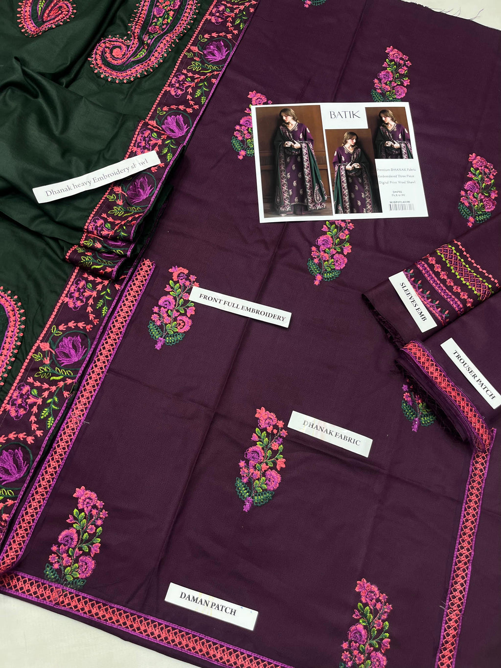 DHANAK WITH DHANAK EMBROIDERY 4 side Border SHAWL
