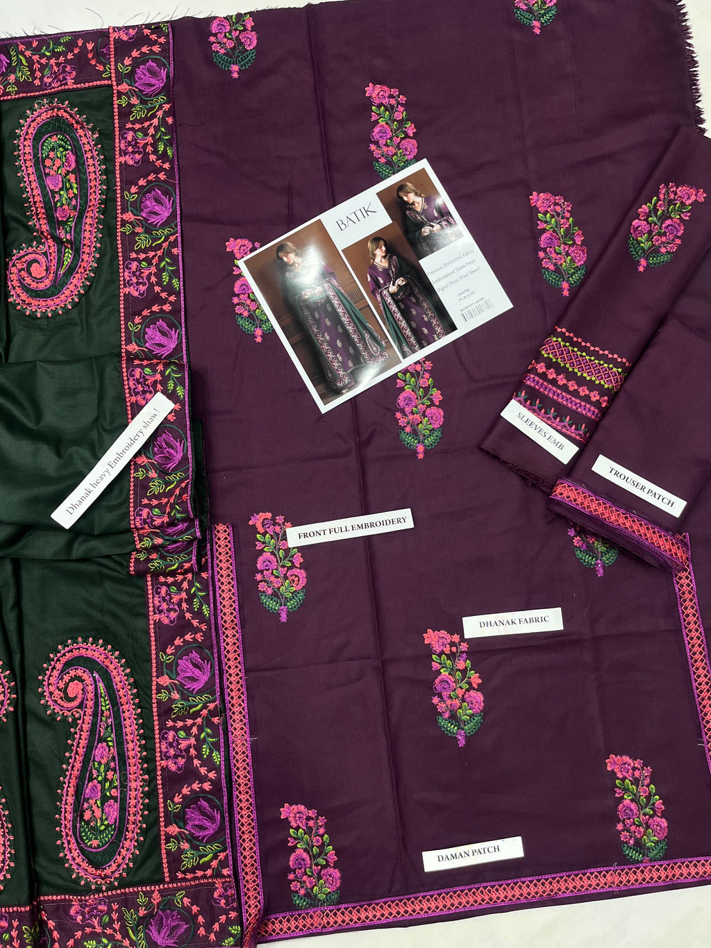 DHANAK WITH DHANAK EMBROIDERY 4 side Border SHAWL